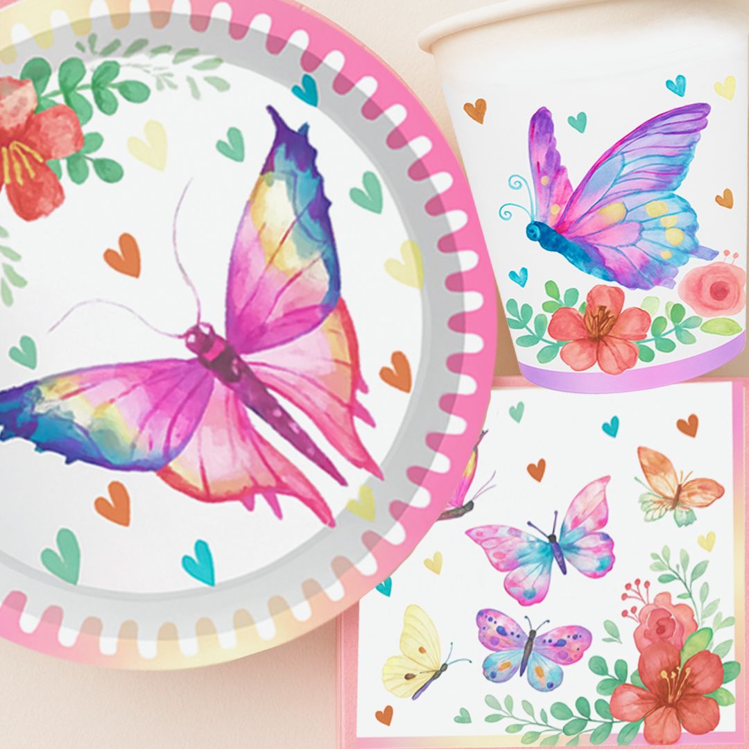 Butterfly Theme Tableware Combo Set - Pack of 40