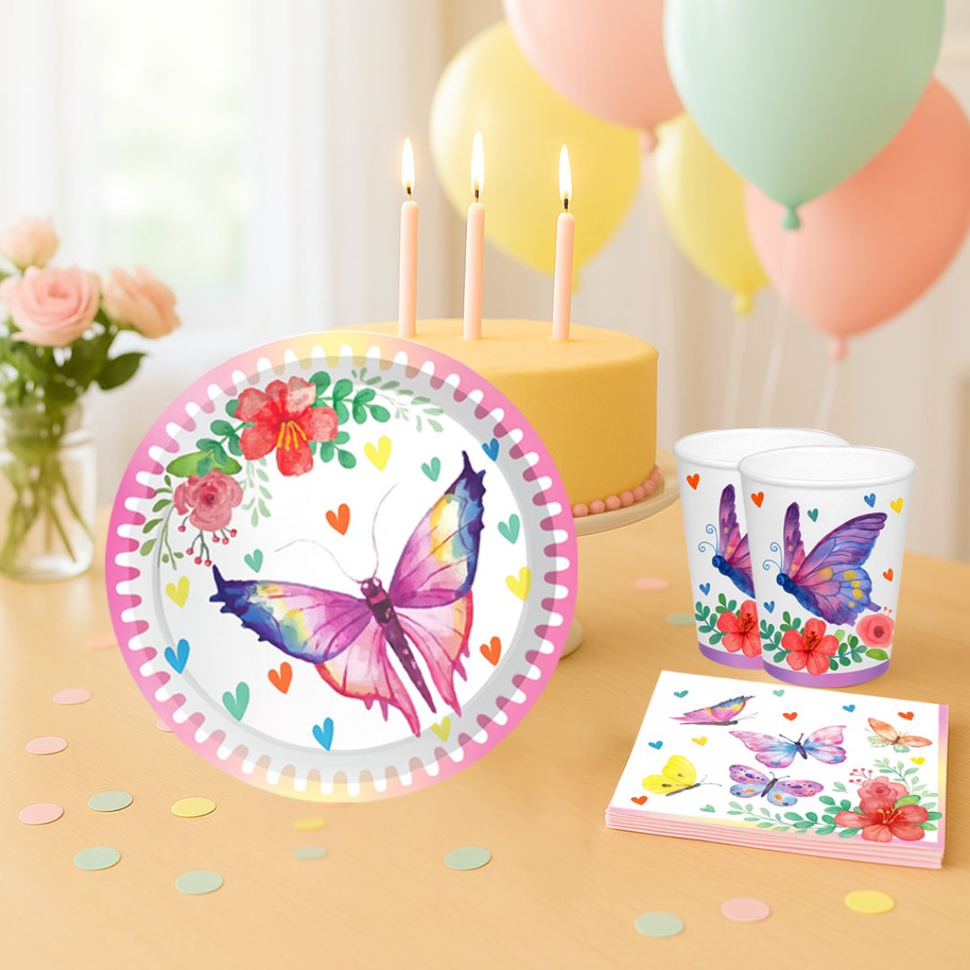 Butterfly Theme Tableware Combo Set - Pack of 40