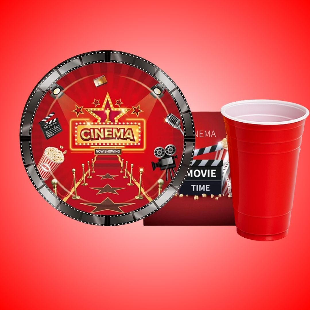 Movie Night Bollywood Hollywood Theme Tableware Set - Pack of 40