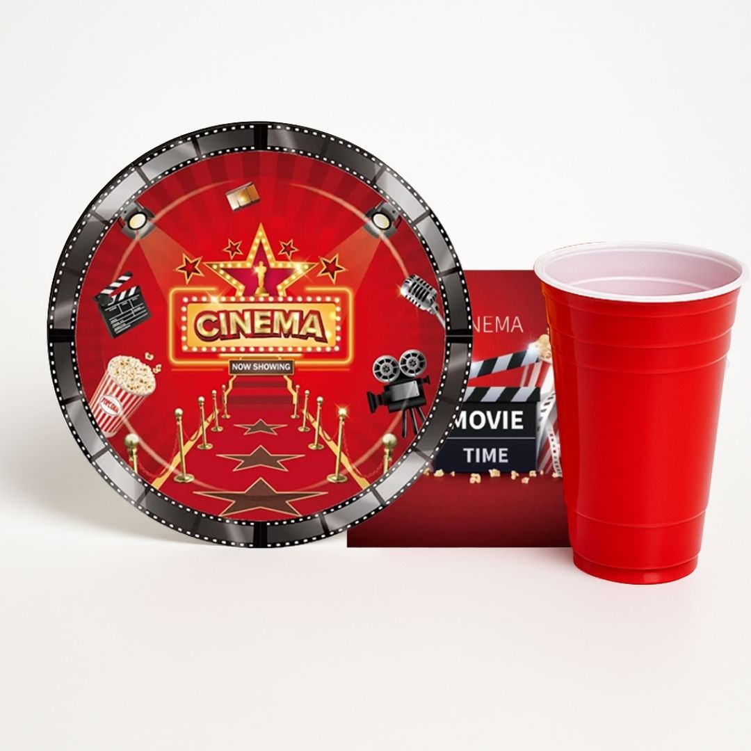 Movie Night Bollywood Hollywood Theme Tableware Set - Pack of 40