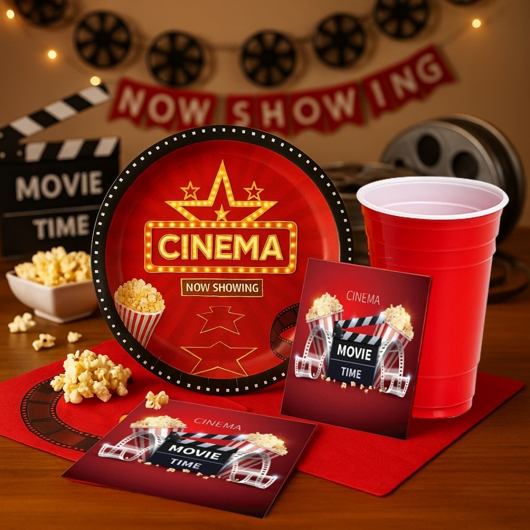 Movie Night Bollywood Hollywood Theme Tableware Set - Pack of 40