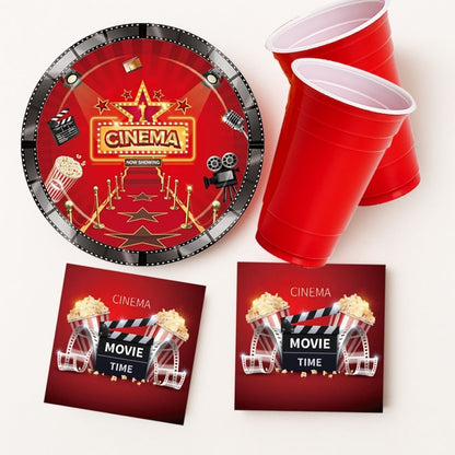 Movie Night Bollywood Hollywood Theme Tableware Set - Pack of 40