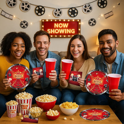 Movie Night Bollywood Hollywood Theme Tableware Set - Pack of 40