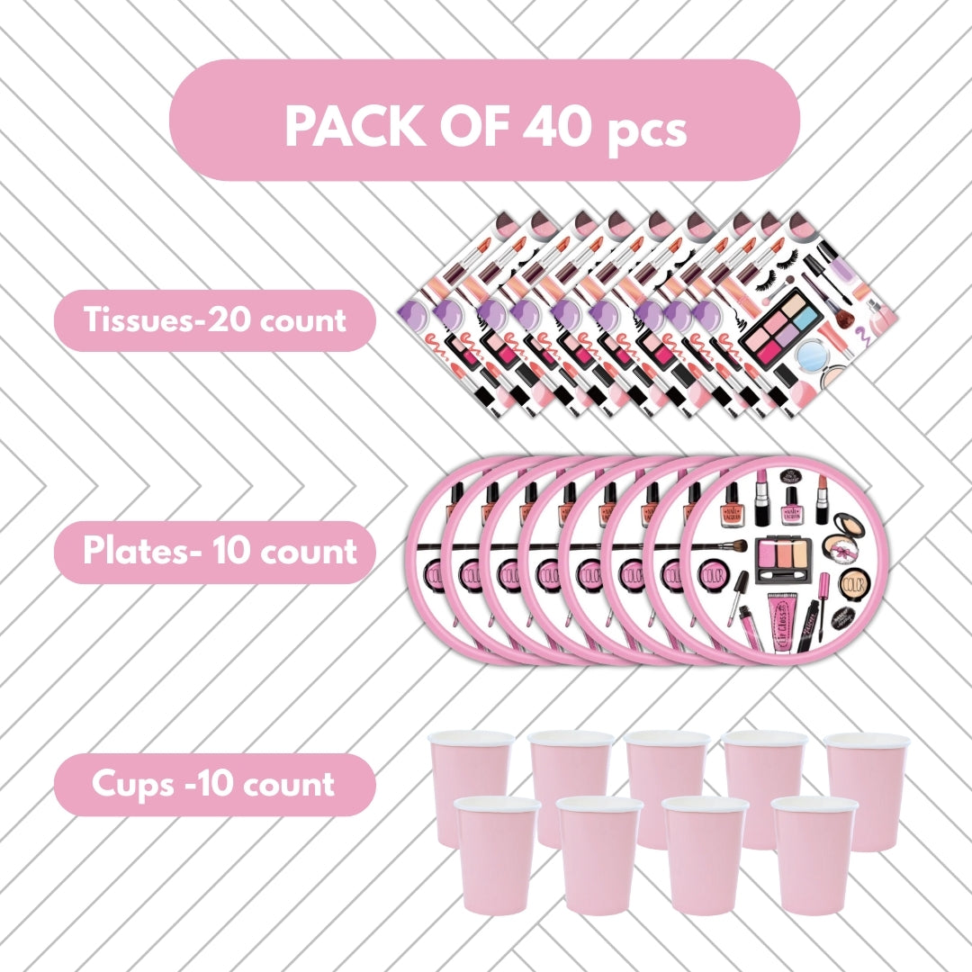 Fashion Skin Care Makeup Spa Theme Tableware Set - Pack of 40