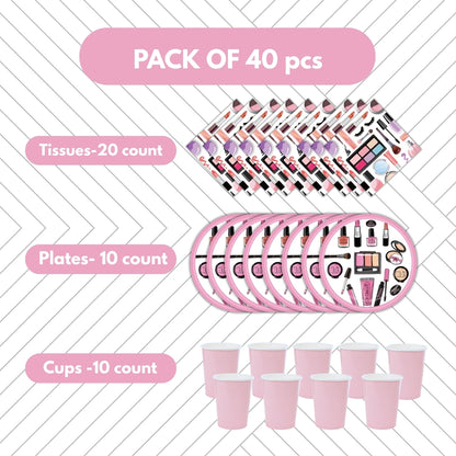 Fashion Skin Care Makeup Spa Theme Tableware Set - Pack of 40