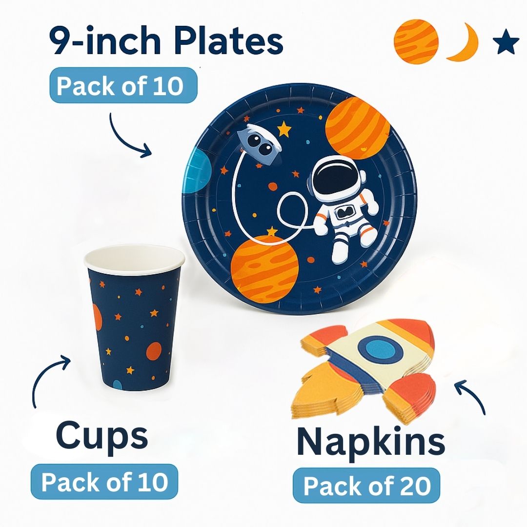 Space Theme Tableware Set - Pack of 40