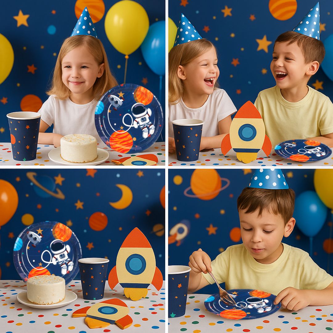 Space Theme Tableware Set - Pack of 40