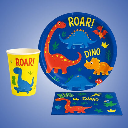 Dinosaur Theme Tableware Set - Pack of 40