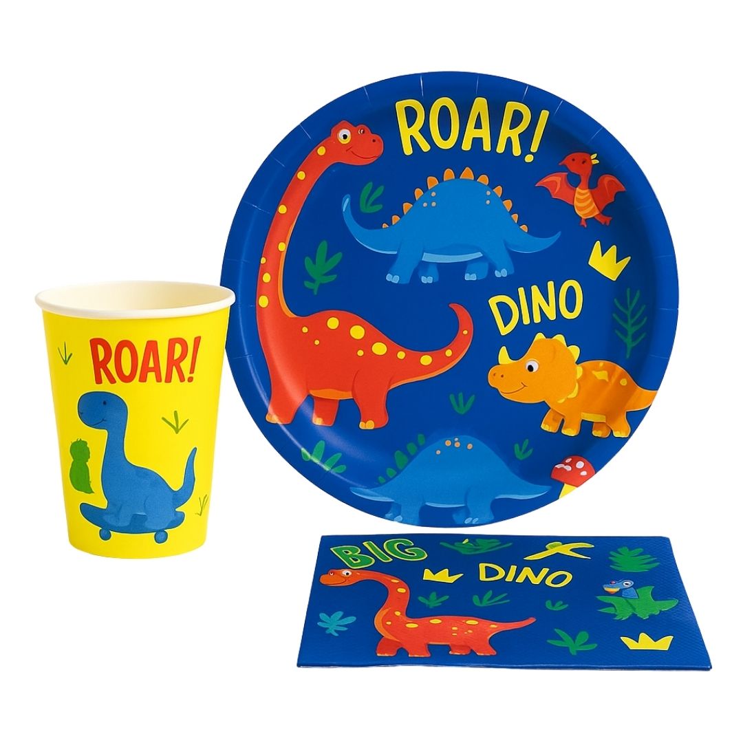 Dinosaur Theme Tableware Set - Pack of 40