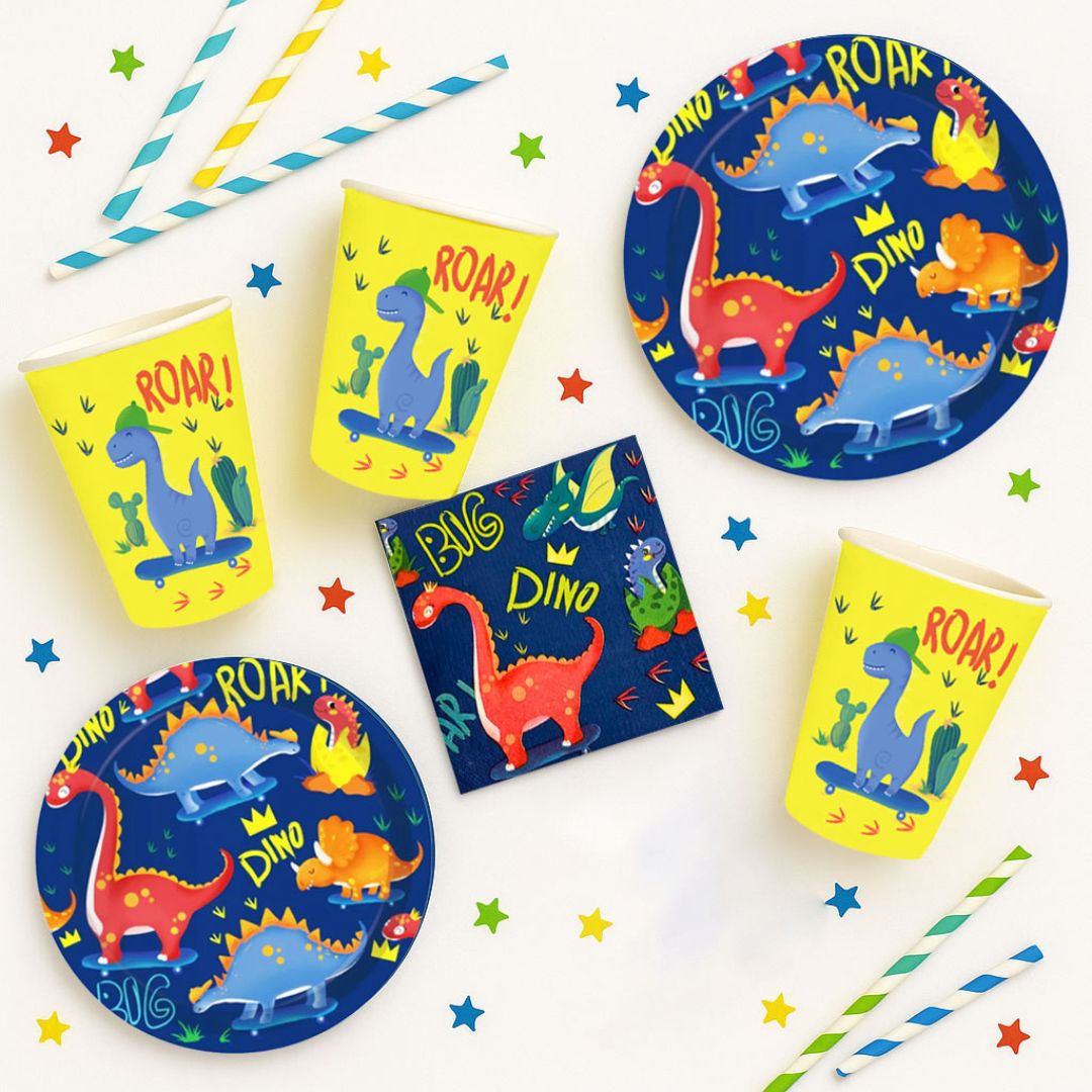Dinosaur Theme Tableware Set - Pack of 40