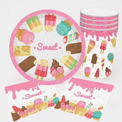 Sweet Candy Theme Tableware Set - Pack of 40