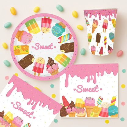 Sweet Candy Theme Tableware Set - Pack of 40