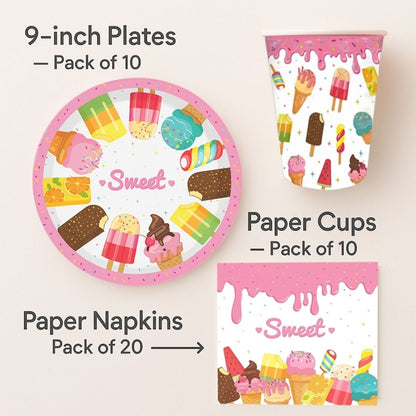 Sweet Candy Theme Tableware Set - Pack of 40