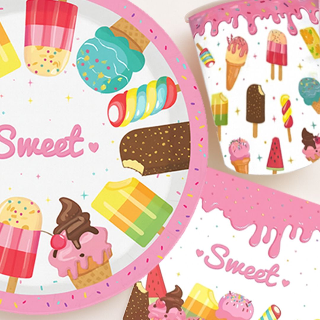 Sweet Candy Theme Tableware Set - Pack of 40