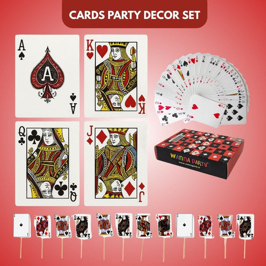 Wanna Party Cards Party Decor Set-Pack of 4 AKQJ Placemats,Set of 16 Toothpicks and a Deck of Professional Playing Cards for Diwali Cards Party Decoration