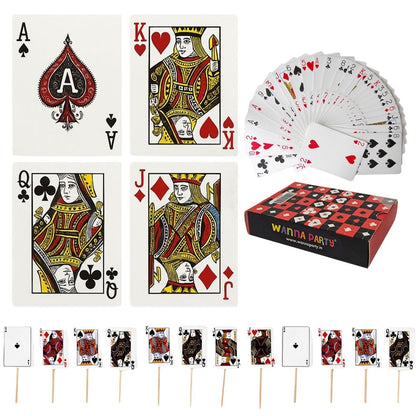 Wanna Party Cards Party Decor Set-Pack of 4 AKQJ Placemats,Set of 16 Toothpicks and a Deck of Professional Playing Cards for Diwali Cards Party Decoration
