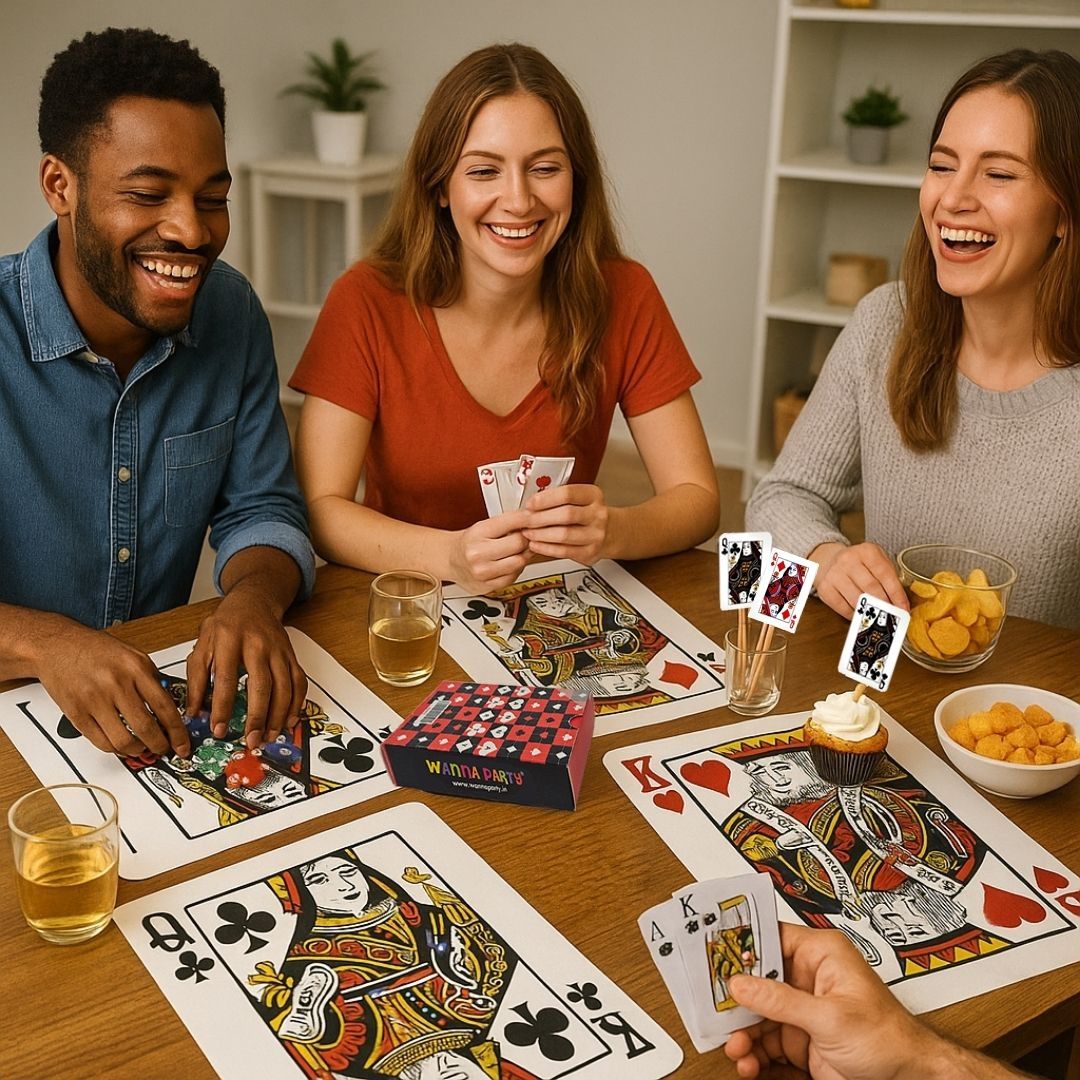 Wanna Party Cards Party Decor Set-Pack of 4 AKQJ Placemats,Set of 16 Toothpicks and a Deck of Professional Playing Cards for Diwali Cards Party Decoration