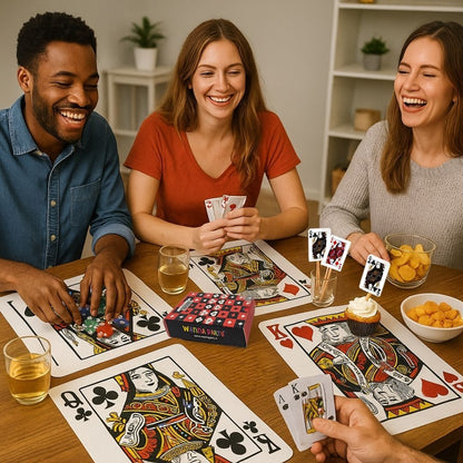 Wanna Party Cards Party Decor Set-Pack of 4 AKQJ Placemats,Set of 16 Toothpicks and a Deck of Professional Playing Cards for Diwali Cards Party Decoration