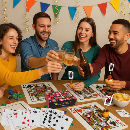 Wanna Party Cards Party Decor Set-Pack of 4 AKQJ Placemats,Set of 16 Toothpicks and a Deck of Professional Playing Cards for Diwali Cards Party Decoration