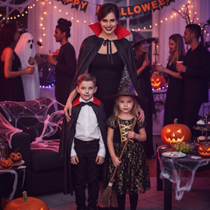 Wanna Party Halloween Costume for Adults- Vampire Cape with Mask and Teeth for Dracula Cape/Vampire Costume for Adults