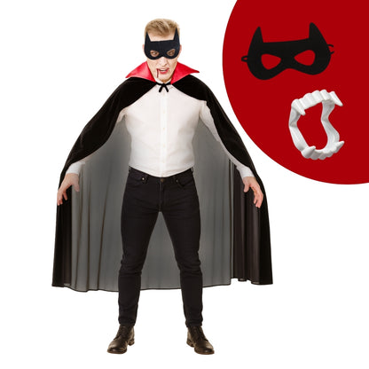 Wanna Party Halloween Costume for Adults- Vampire Cape with Mask and Teeth for Dracula Cape/Vampire Costume for Adults