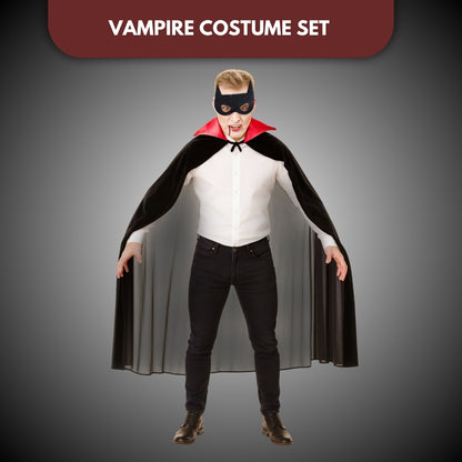 Wanna Party Halloween Costume for Adults- Vampire Cape with Mask and Teeth for Dracula Cape/Vampire Costume for Adults