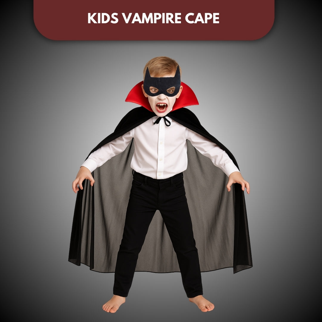 Wanna Party Halloween Costume for Kids- Vampire Cape with Mask/ Dracula Cape//Vampire Costume For Halloween Horror Costume Party For Boys & Girls