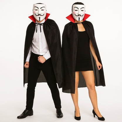 Wanna Party Halloween Costume for Adults- Vampire Cape with Vendetta Mask for Dracula Vampire Cloak for Adults
