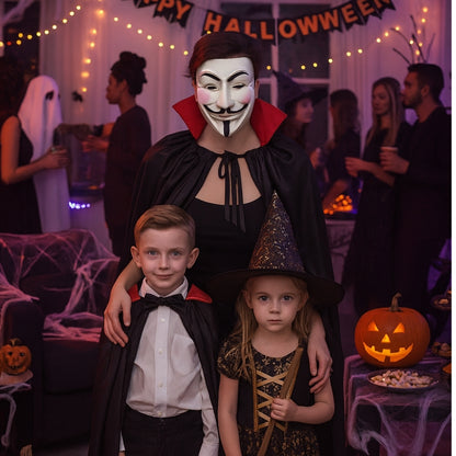 Wanna Party Halloween Costume for Adults- Vampire Cape with Vendetta Mask for Dracula Vampire Cloak for Adults
