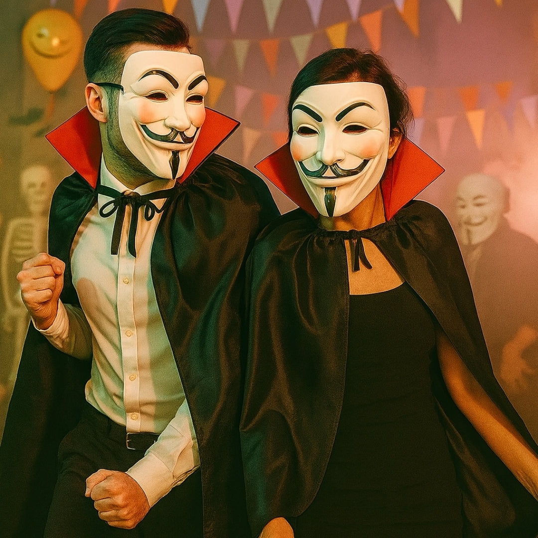 Wanna Party Halloween Costume for Adults- Vampire Cape with Vendetta Mask for Dracula Vampire Cloak for Adults