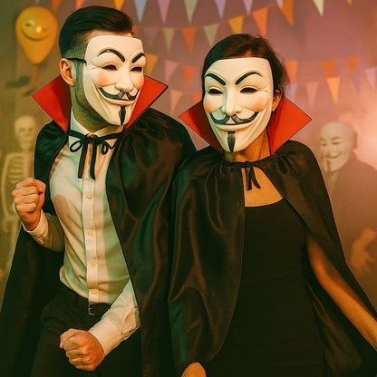 Wanna Party Halloween Costume for Adults- Vampire Cape with Vendetta Mask for Dracula Vampire Cloak for Adults