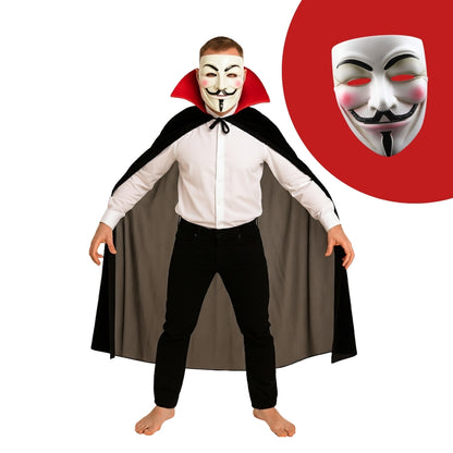 Wanna Party Halloween Costume for Adults- Vampire Cape with Vendetta Mask for Dracula Vampire Cloak for Adults