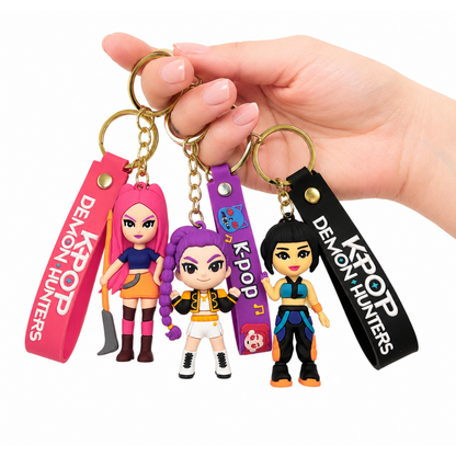 Kpop Demon Hunters Hunterix Cartoon Keychains for Girls -  Set of 3