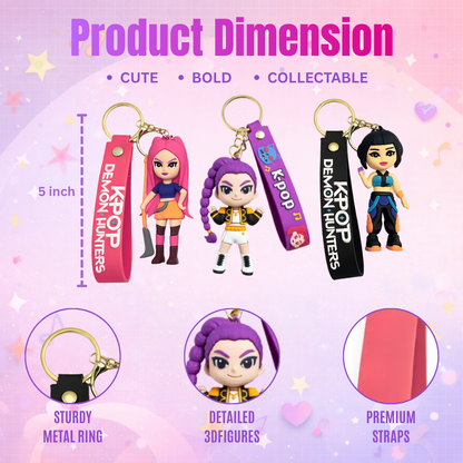 Kpop Demon Hunters Hunterix Cartoon Keychains for Girls -  Set of 3
