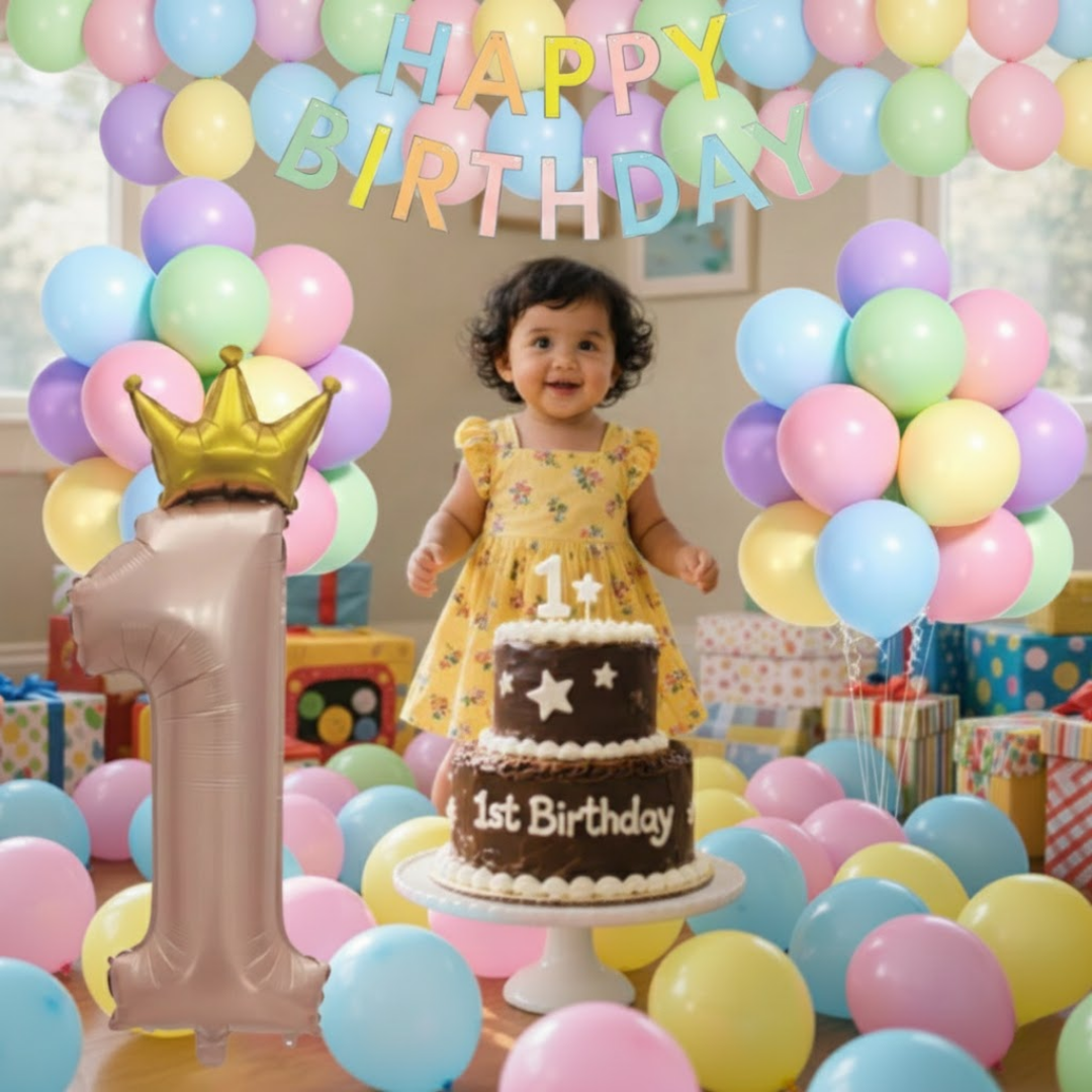 1st Birthday Girl Decoration Combo Set