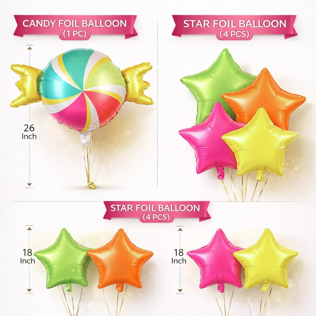 Candy Theme Foil Balloons - 5PC
