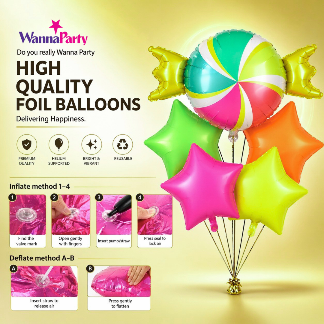 Candy Theme Foil Balloons - 5PC
