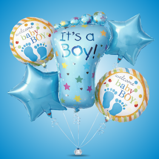 It's a Boy Baby Feet Welcome Baby Boy Balloon - Set of 5