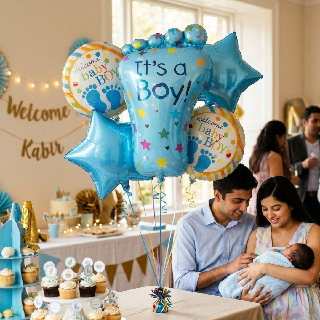 It's a Boy Baby Feet Welcome Baby Boy Balloon - Set of 5
