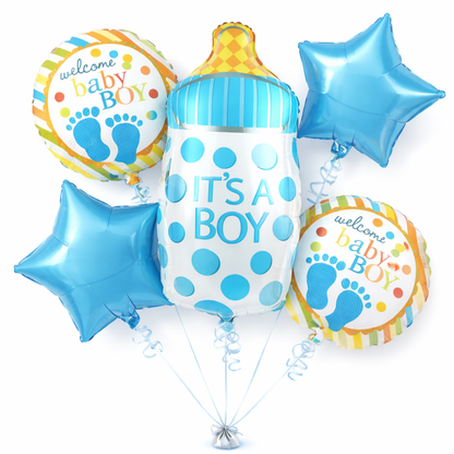 It's a Boy Baby Bottle Welcome Baby Boy Balloon - Set of 5