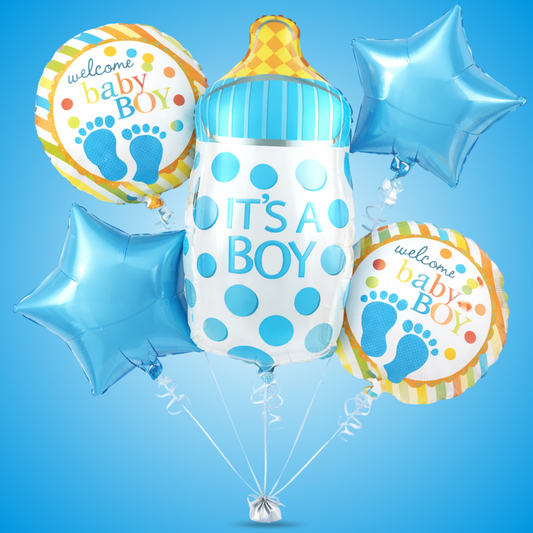 It's a Boy Baby Bottle Welcome Baby Boy Balloon - Set of 5