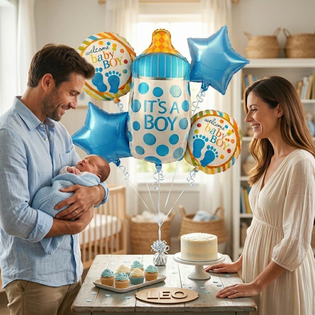 It's a Boy Baby Bottle Welcome Baby Boy Balloon - Set of 5