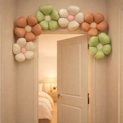 Flower Theme Foil Balloons Retro Colors - Set of 6