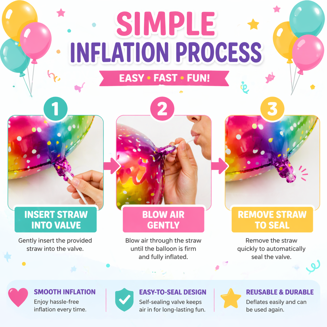 Happy Birthday Gift Box Foil Balloon Set of 6 for Decoration | 1 Supershape Gift Box Balloon + 2 Round Happy Birthday Foil Balloons (18 Inch) + 3 Printed Balloons