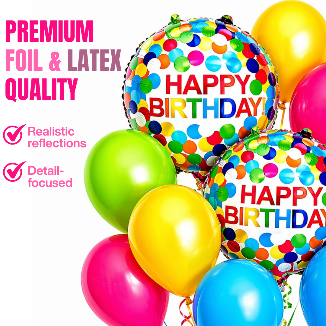Colorful Polka Dots Happy Birthday Balloon Set - 10PC