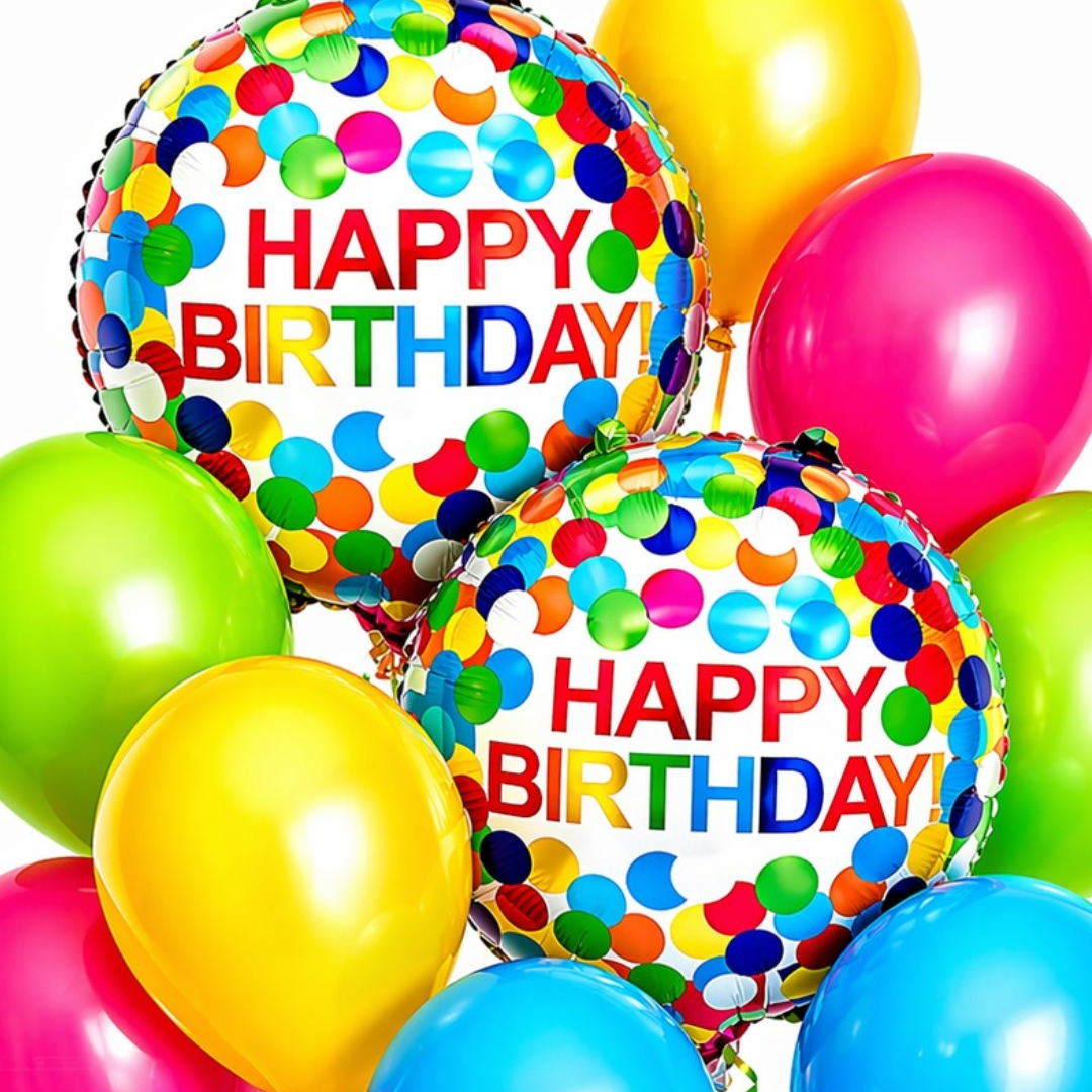 Colorful Polka Dots Happy Birthday Balloon Set - 10PC