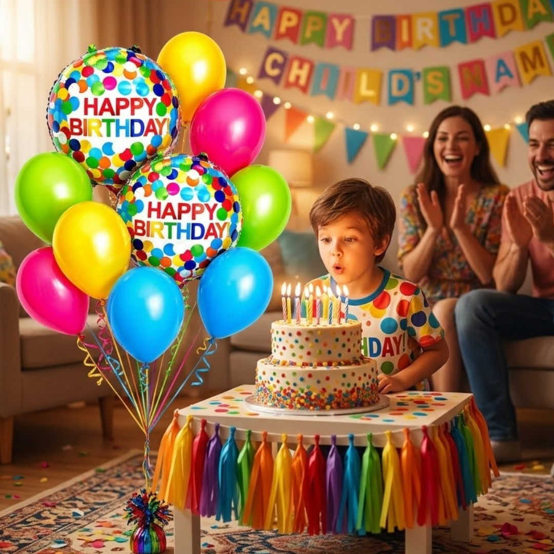 Colorful Polka Dots Happy Birthday Balloon Set - 10PC