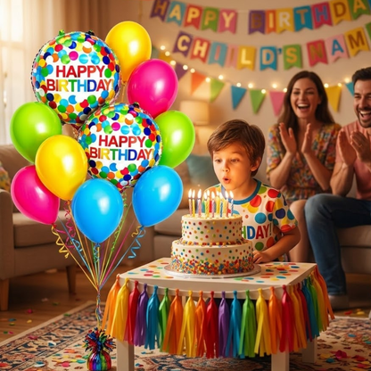 Colorful Polka Dots Happy Birthday Balloon Set - 10PC