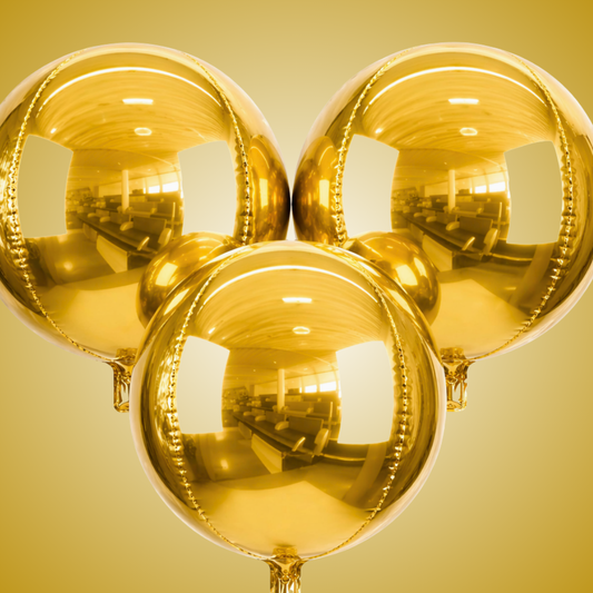 Gold Round Orbz Foil Balloons 22 inches - 3PC