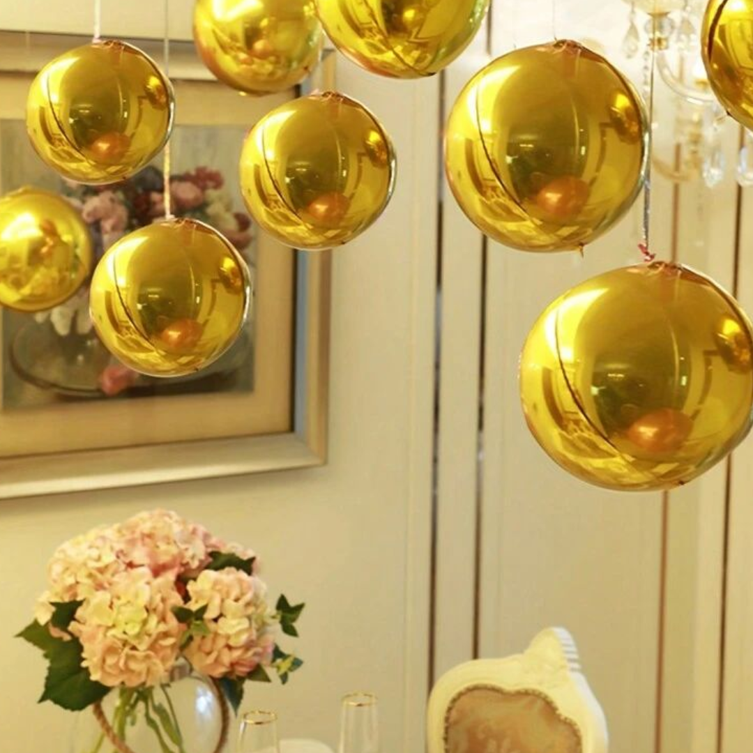 Gold Round Orbz Foil Balloons 22 inches - 3PC
